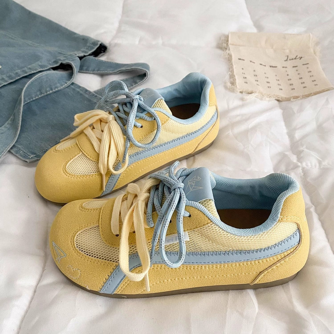 Women's retro sporty sneakers with suede and mesh mix as well as padded comfort sole Mune Fashion