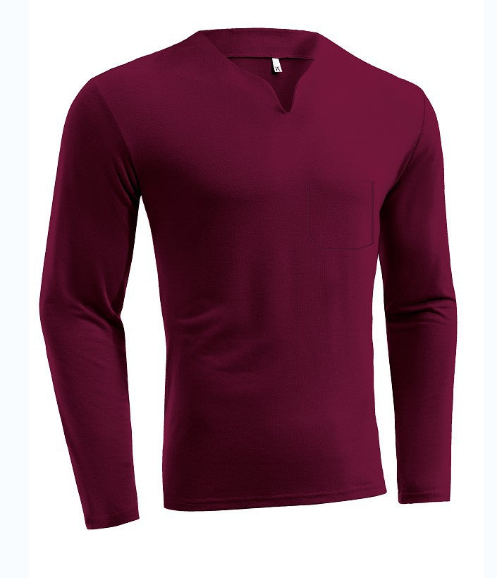 Men's long sleeve shirt with V-neck Slim Fit cotton blend and elastic comfort waistband Mune Fashion