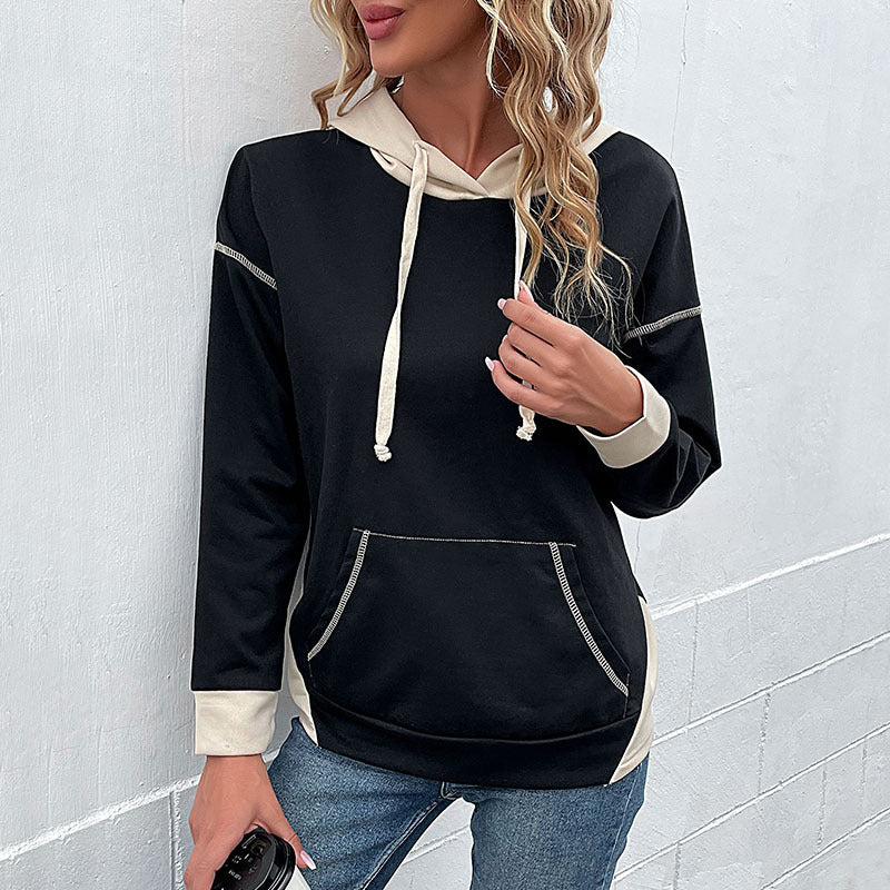 Women's hoodie with contrast trim, kangaroo pocket and casual oversized fit Mune Fashion