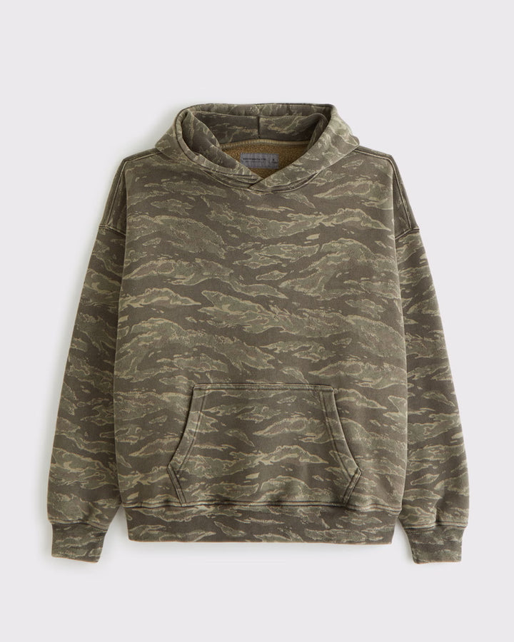 Unisex loose-fit hoodie sweatshirt with subtle leaf texture, double hood without drawstring and kangaroo pocket Mune Fashion