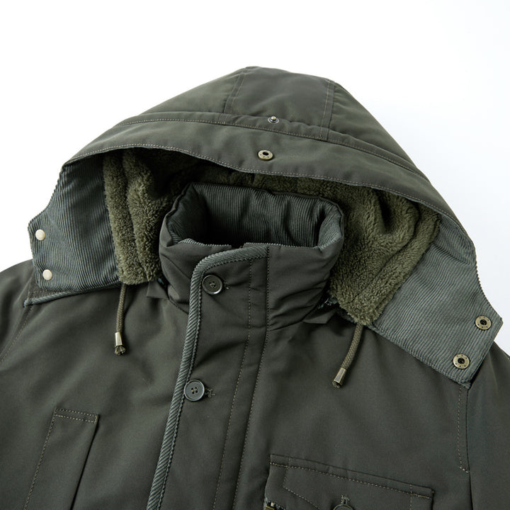 Men's padded winter parka with teddy lining, hood, and multifunction pockets Mune Fashion