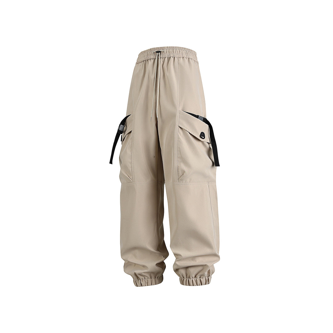 Unisex Wide Technical CargoJogging Pants with adjustable drawstring, large flap pockets, and elastic ankle cuffs Drune
