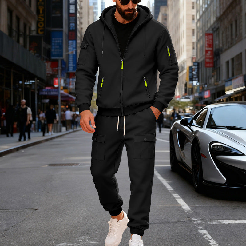 Men's urban hooded tracksuit made of cotton blend with cargo pockets and functional zippers Mune Fashion