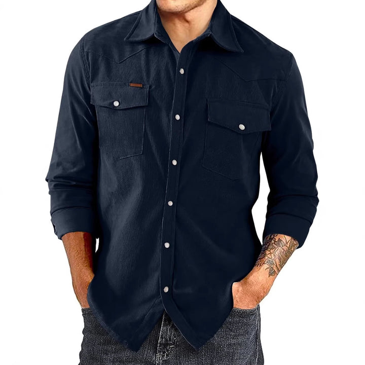 Men's Casual Cotton Shirt with Check Pattern