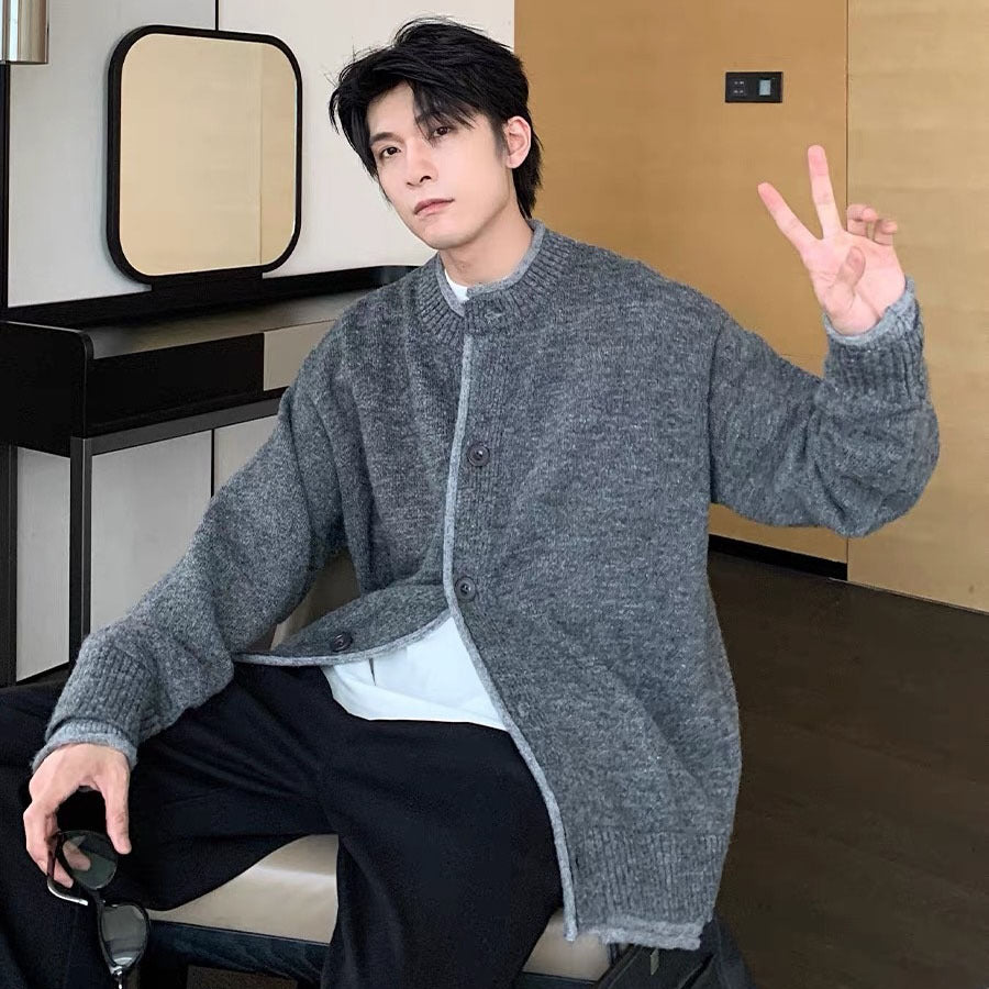 Men's Fashionable Knit Pullover with Button Placket Mune Fashion 1787964611