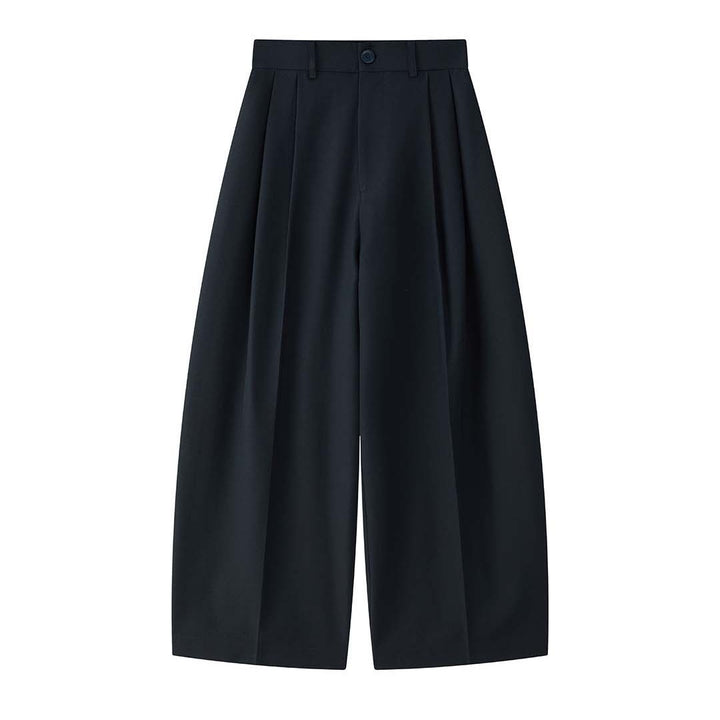 Women Wide High-Waisted Marlene Pants with Pleats and Low Crotch Mune Fashion