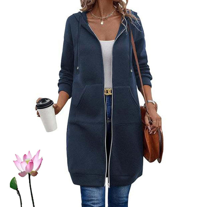 Women's Long Hooded Coat with Pockets