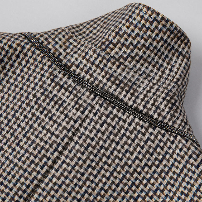 Women's Oversized Houndstooth Blazer with Lapel Collar and Casual Silhouette Mune Fashion
