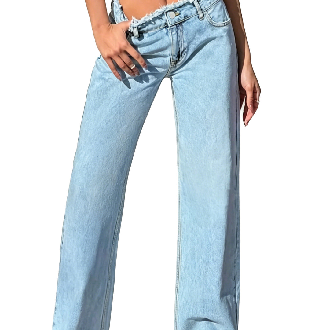 Women's High-Waist Flare Jeans with Raw Waistband and Wide Leg Mune Fashion