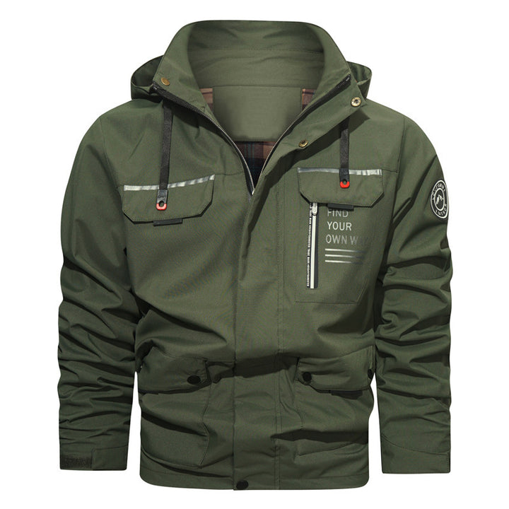 Men's water-repellent hooded field jacket with chest zip and multifunction pockets Mune Fashion