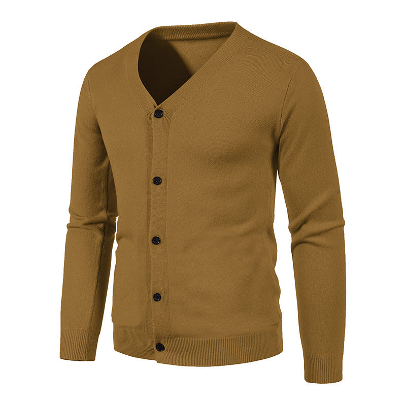 Men's fine knit cardigan with V-neck, slim fit and button placket Mune Fashion