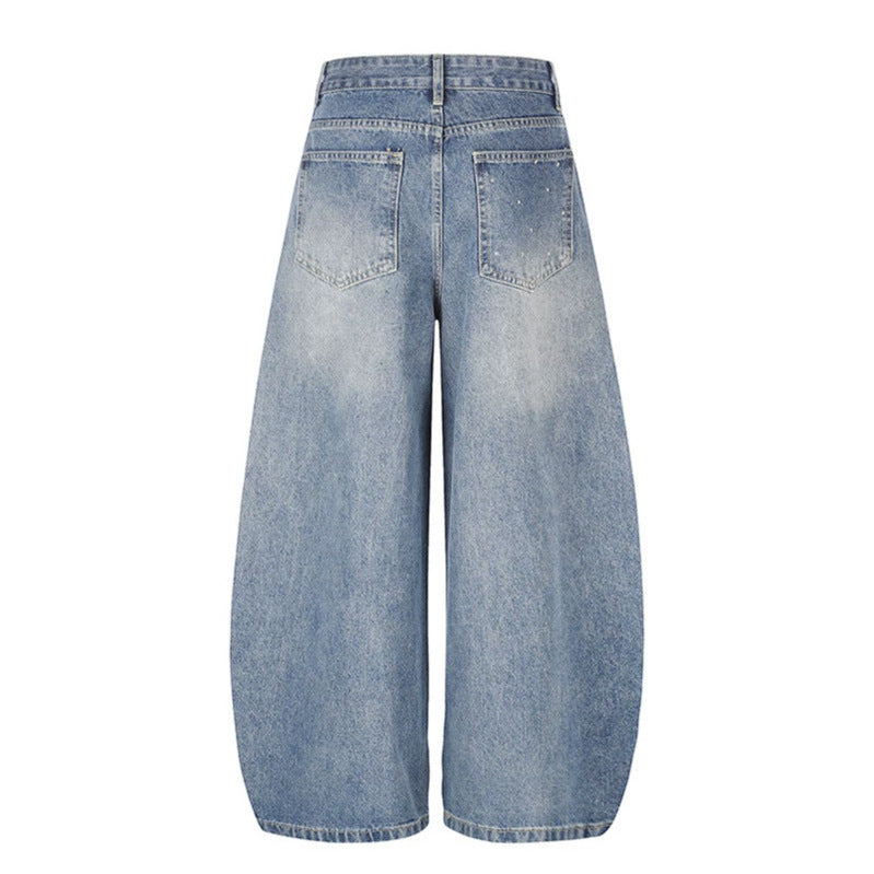 Women's Extra Wide High-Waist Denim Culottes with Palazzo Cut and Star Stud Decoration Mune Fashion