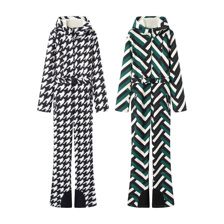 Women's overall with hood, tailored tie belt and wide flared legs Mune Fashion