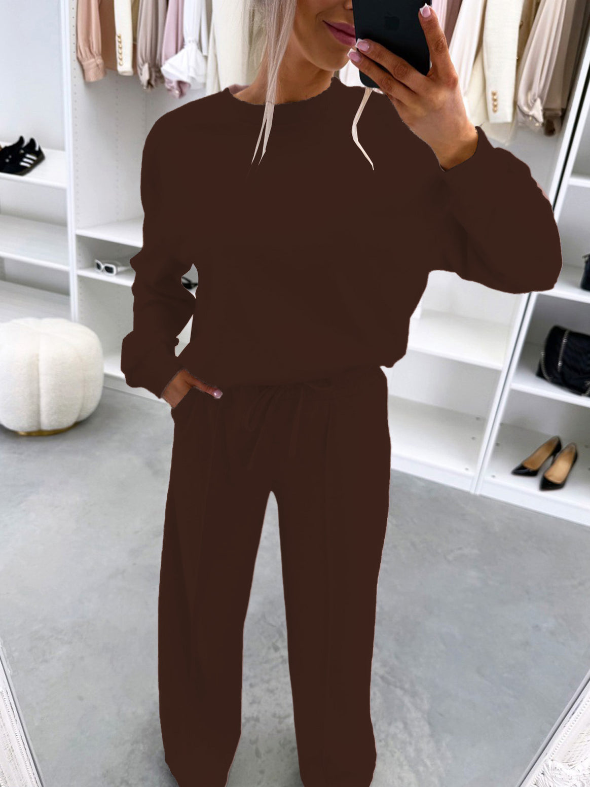 Women's Casual Loungewear Set with Oversize Batwing Sweater and Wide Jersey Pants Mune Fashion