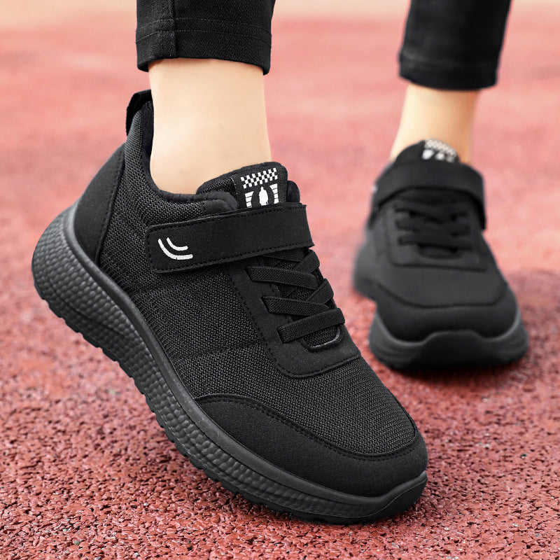 Women’s non-fleece comfort walking sneaker with low shaft, Velcro closure, and shock-absorbing EVA cushioning Mune Fashion