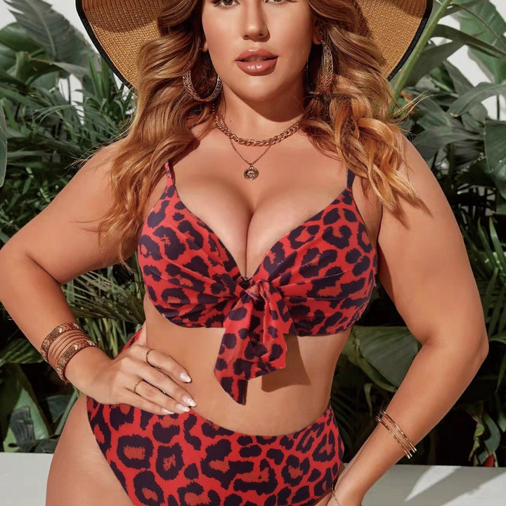 Women High-Waisted Triangle Bikini Set with Bow Detail Mune Fashion