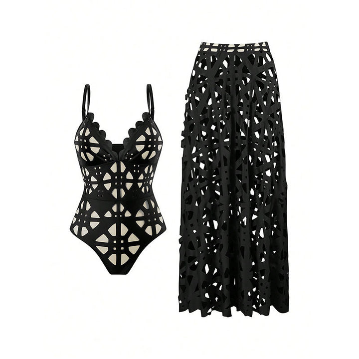 Women’s one-piece swimsuit with stylish neckline and matching maxi skirt Mune Fashion