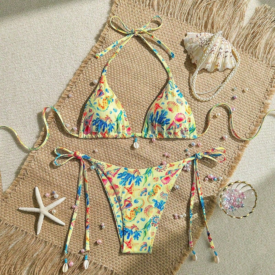 Women's Triangle Bikini with Shell Details Mune Fashion