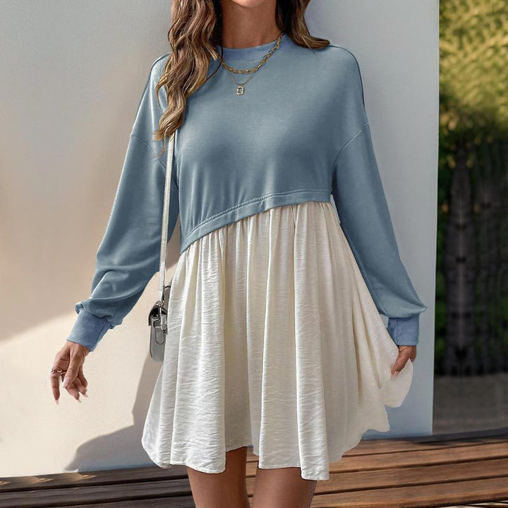 Women Casual Sweat Dress with Balloon Sleeves Mune Fashion