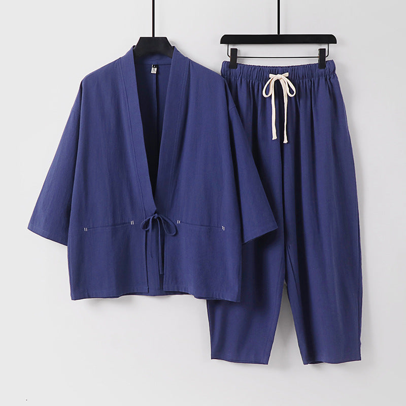 Unisex Kimono-Lounge-Set with short jacket and elastic cord pants Mune Fashion