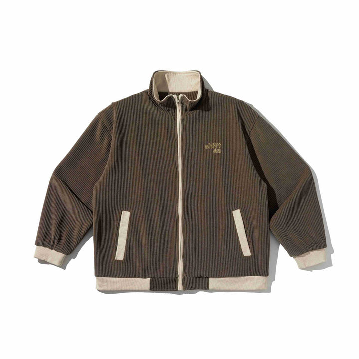 Unisex Short Ribbed Zip Jacket with Stand-up Collar and Contrast Trimmings Mune Fashion