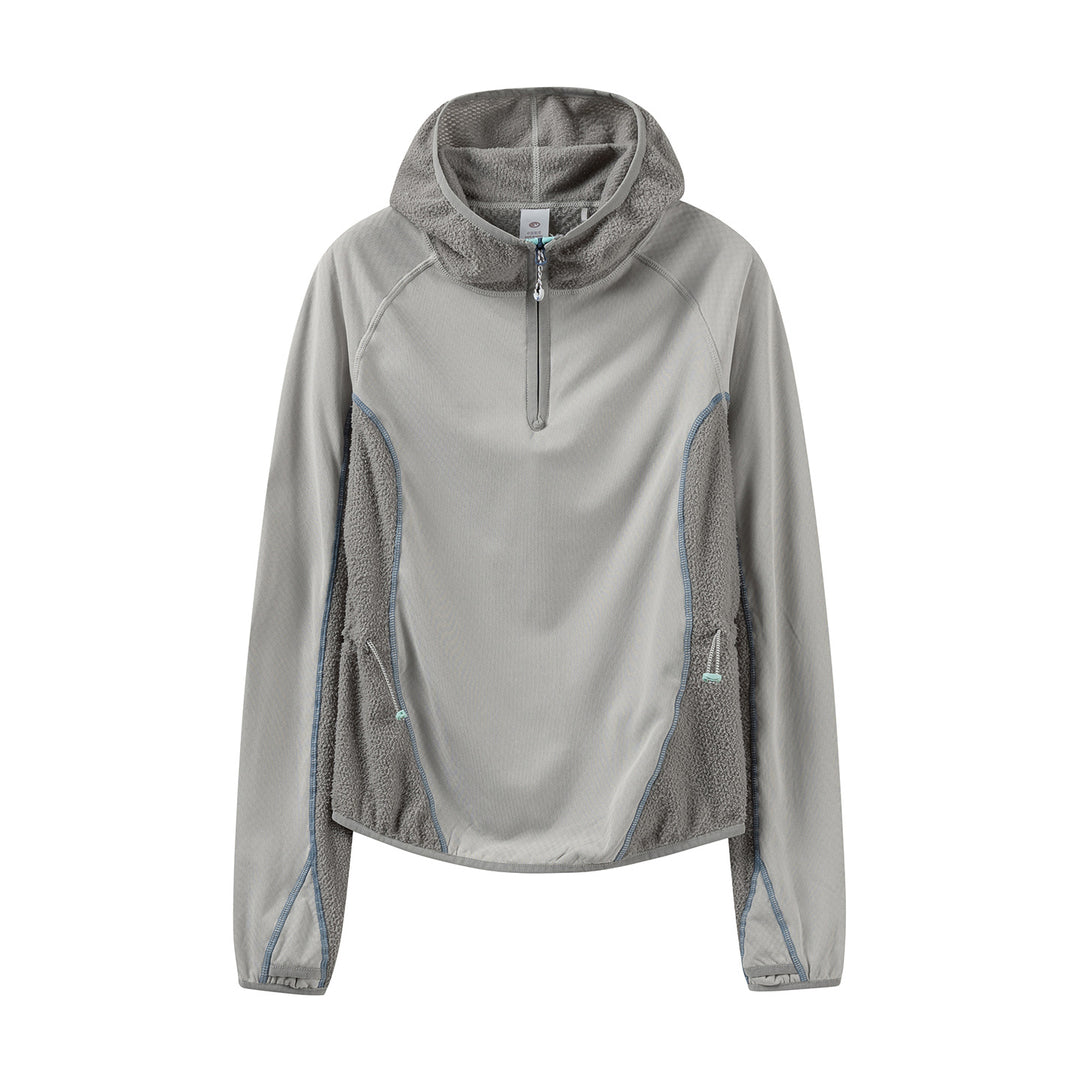 Women's Lightweight Hooded Half-Zip with Sherpa Inserts and Adjustable Hem Mune Fashion