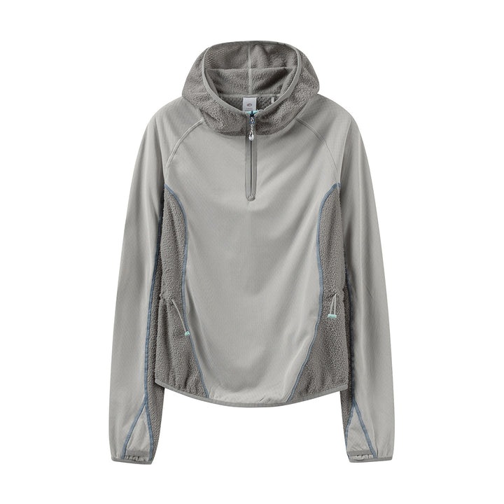 Women's Lightweight Hooded Half-Zip with Sherpa Inserts and Adjustable Hem Mune Fashion