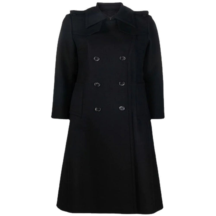 Women's trench coat-style overcoat with defined waist and shoulder straps Mune Fashion