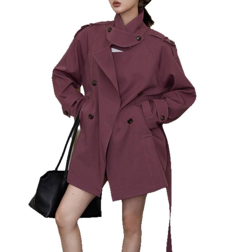 Women Elegant Trench Coat with Waist Belt Mune Fashion