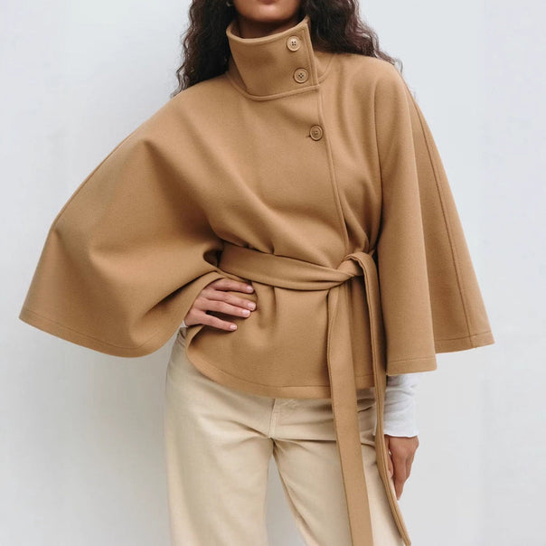 Women’S Wrap Jacket with Elegant Stand-Up Collar and Wide-Cut Sleeves Mune