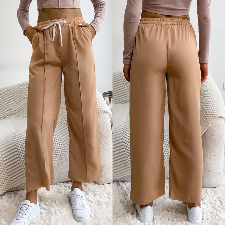 Women's relaxed pants with elastic waistband, drawstring and crease Mune Fashion
