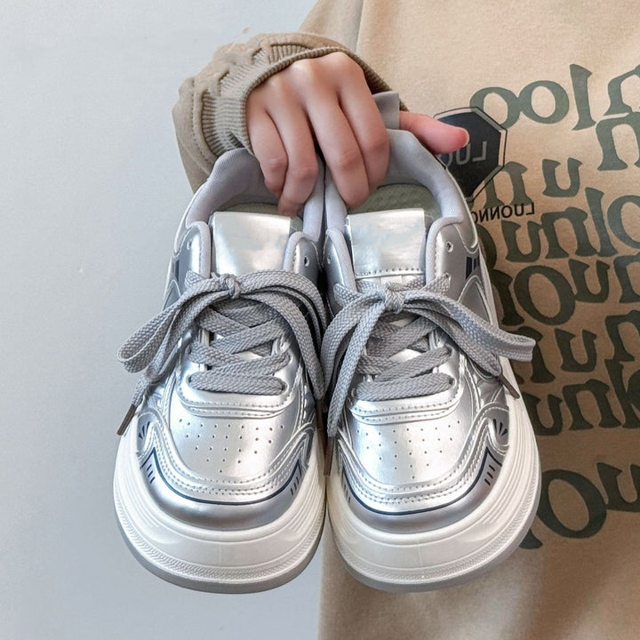 Women's Modern Platform Sneaker with Metallic Look and Cushioned EVA Midsole Mune Fashion