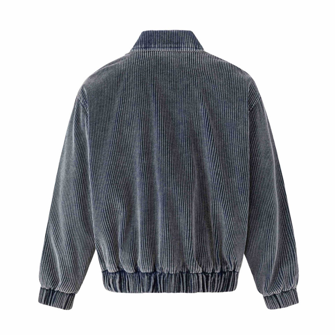 Unisex Short-cut Cord Workwear Jacket in Boxy Cut with Four Flap Pockets and Metal Buttons Mune Fashion