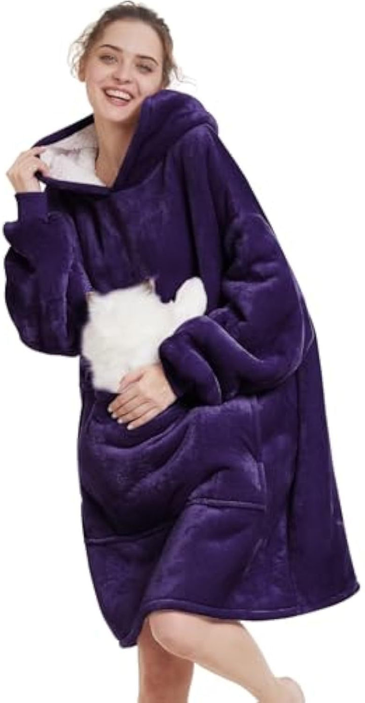 Women's Oversize Hoodie Blanket made of Microfiber with Sherpa Lining Drune