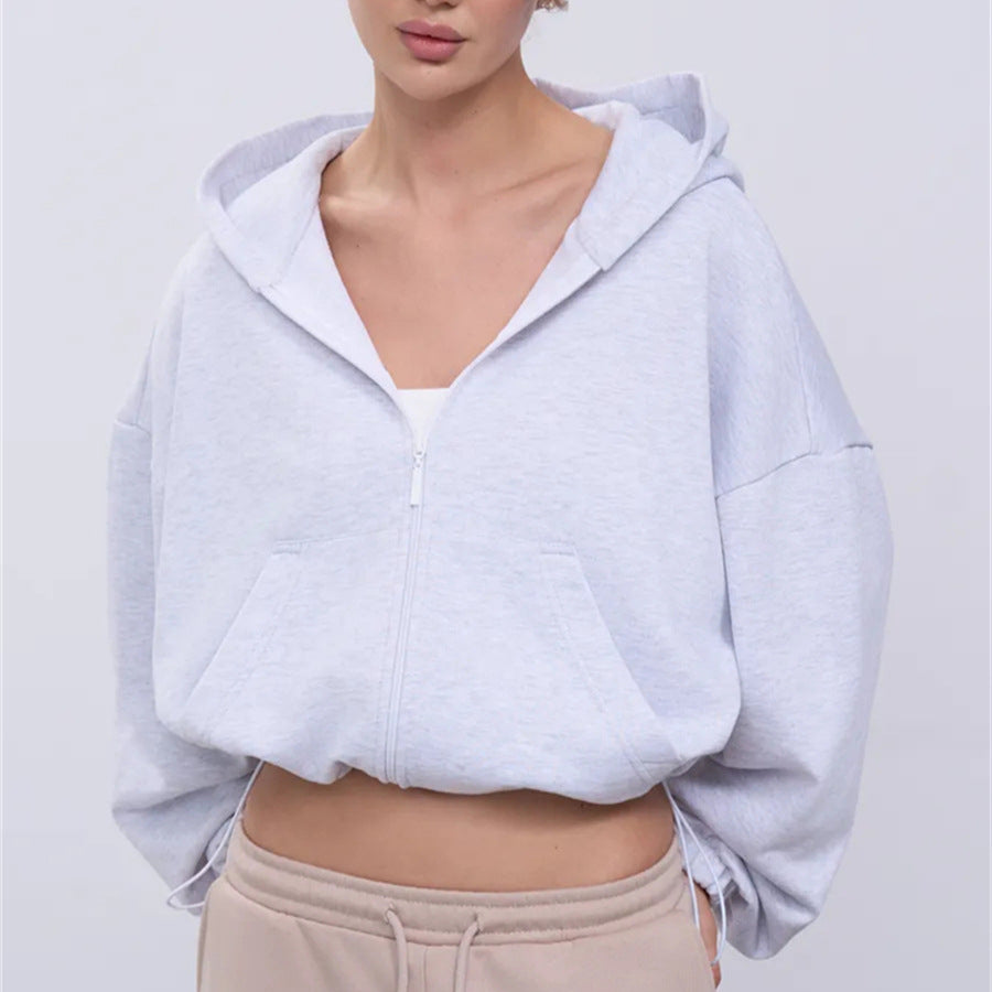 Women's Fashionable Cropped Zip Hoodie Mune Fashion