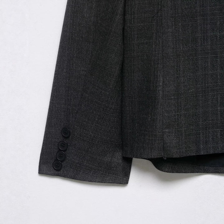 Women Modern Slim Blazer with Asymmetrical Button Placket and Stand Collar Mune Fashion