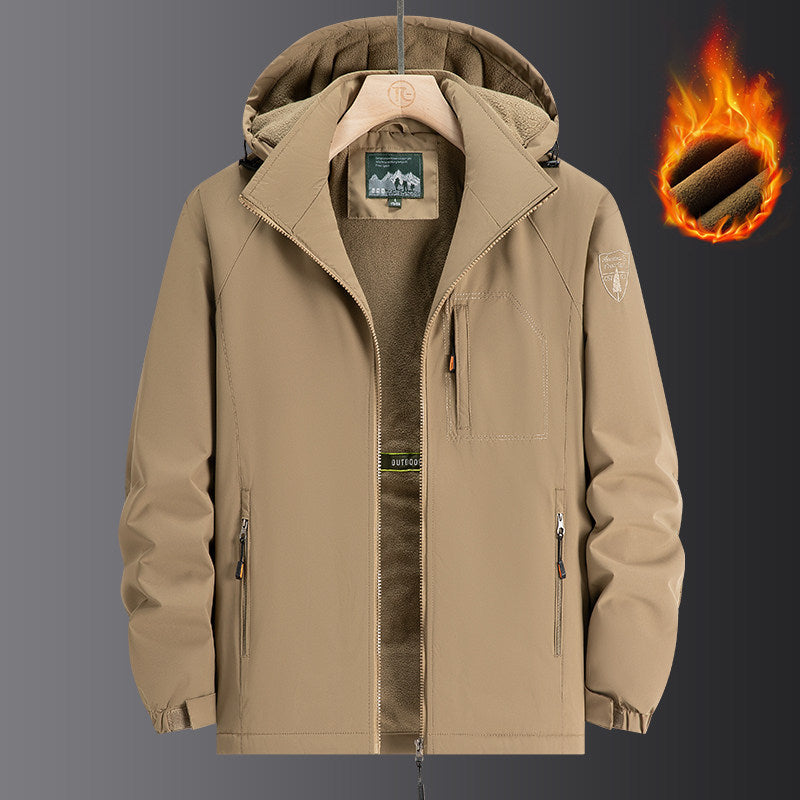 Men's Weatherproof Softshell Jacket with Full Fleece Lining, Adjustable Hood and Windproof Membrane Mune Fashion
