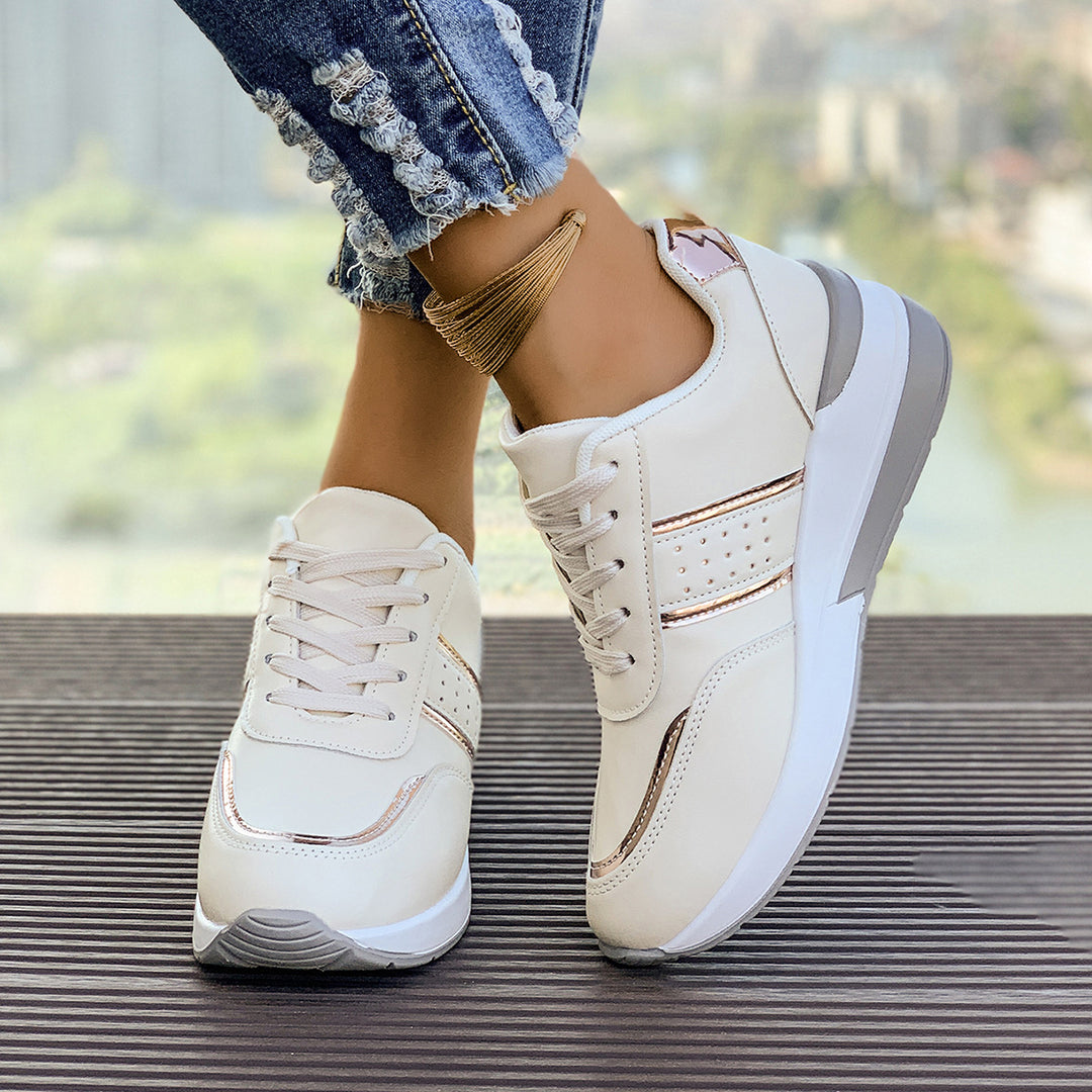 Women's nan city sneakers with cushioned wedge sole, padded comfort insole and elegant metallic details Mune Fashion