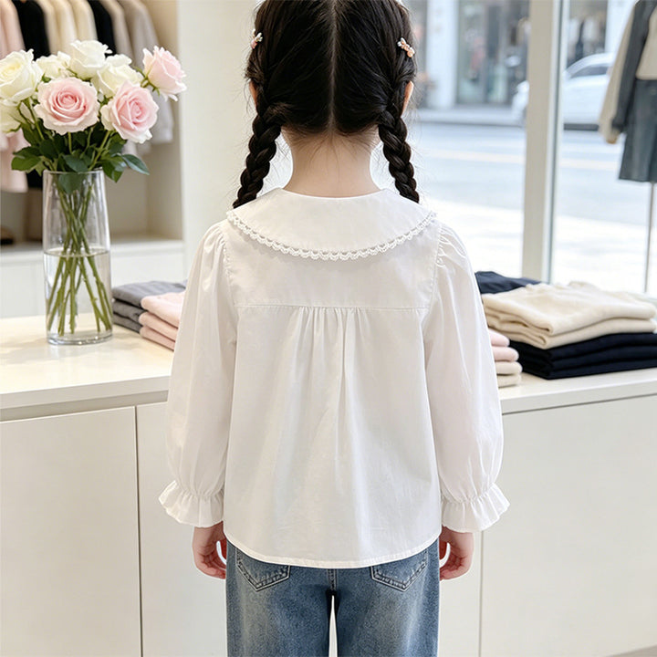 Girl elegant blouse with ruffled collar Mune Fashion