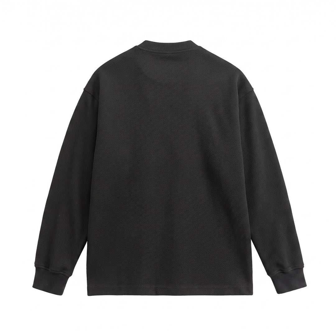Unisex Structured Henley Sweater with Button Placket and Ribbed Stand Collar Mune Fashion