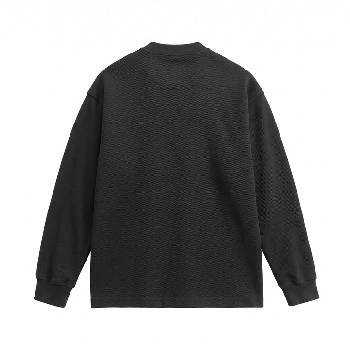 Unisex Structured Henley Sweater with Button Placket and Ribbed Stand Collar Mune Fashion
