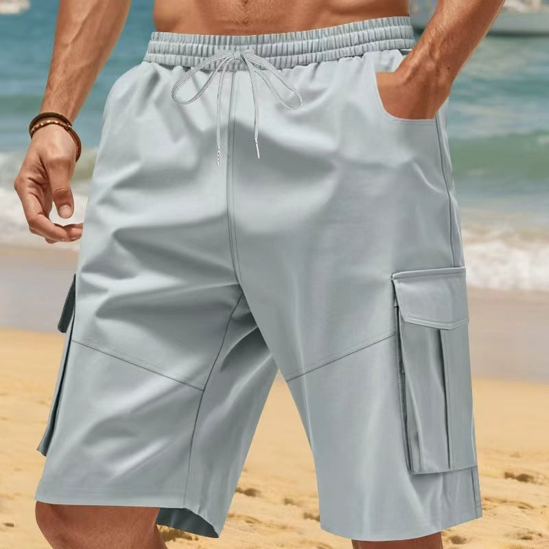 Men's Nano Technical Travel Leisure Bermuda with Elastic Waistband, Drawstring and Functional Flap Pockets Mune Fashion