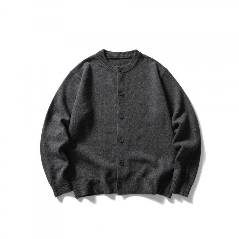 Unisex Boxy Fine Knit Cardigan with Round Neck and Ribbed Trims Mune Fashion