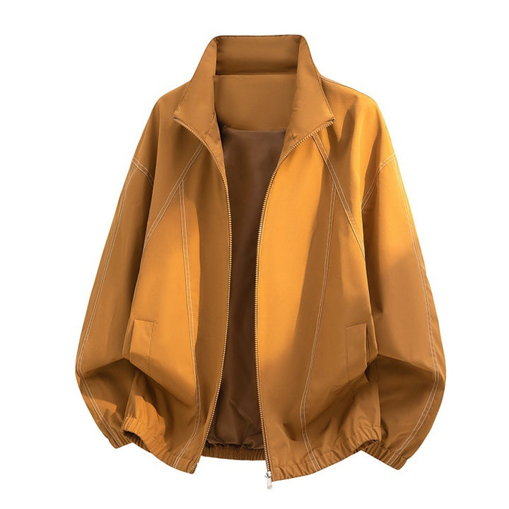 Men's oversized lightweight jacket with stand-up collar, elastic hem, and decorative contrast seams Mune Fashion