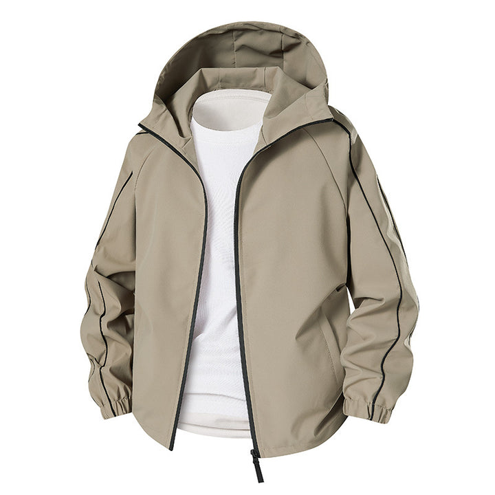 Men's Lightweight Softshell Outdoor Jacket with Hood, Elastic Cuffs and Full-Length Zipper Mune Fashion