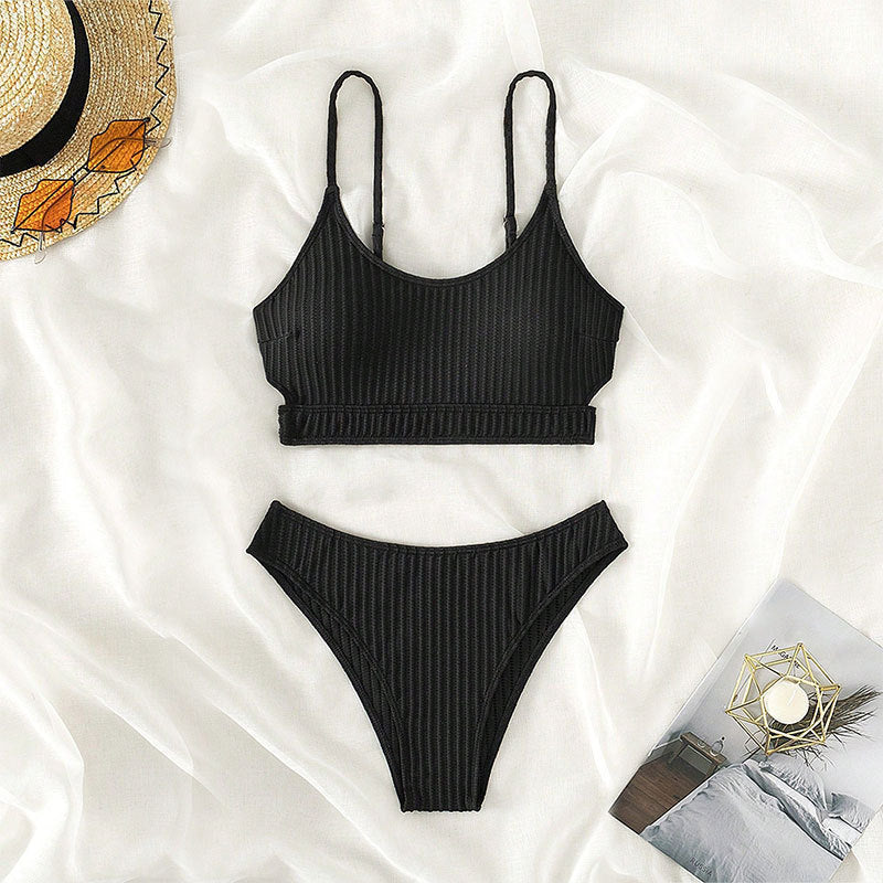 Ladies Triangle Bikini with wide straps and elegant ribbed design Mune Fashion