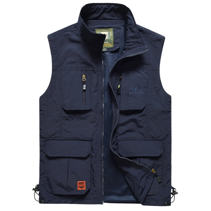 Men's multifunctional outdoor vest with mesh lining, multiple pockets and adjustable hem Mune Fashion
