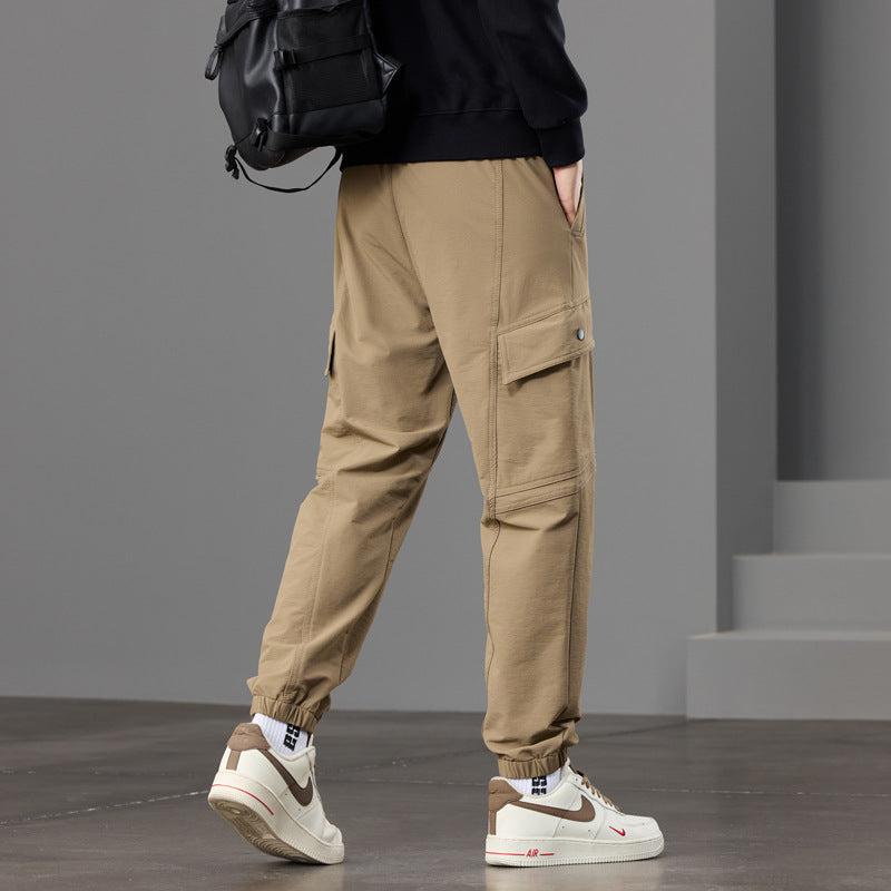 Men's Tapered Cargo Jogger Pants with Knee Inserts, Drawstring Waistband and Flap Pockets Mune Fashion