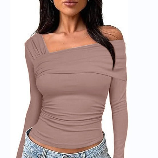 Women Off-Shoulder Long Sleeve Shirt Mune Fashion