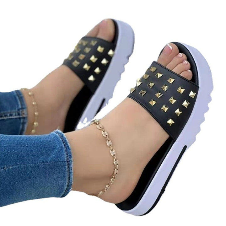 Women's Nieten slide with padded comfort footbed and profiled flatform heel Mune Fashion